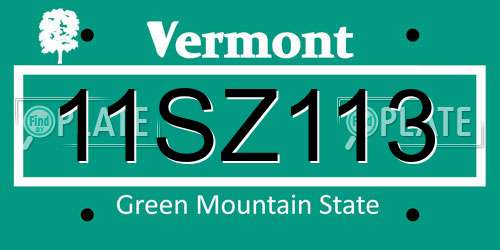 11SZ113 Vermont License Plate