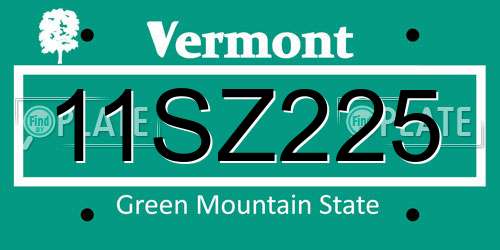 11SZ225 Vermont License Plate