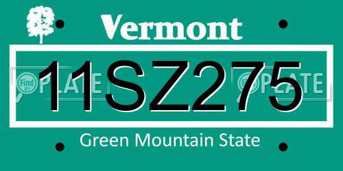 11SZ275 Vermont License Plate