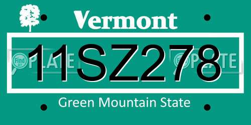 11SZ278 Vermont License Plate