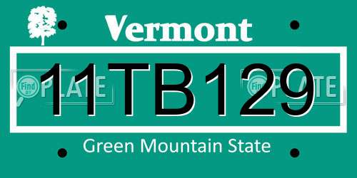 11TB129 Vermont License Plate