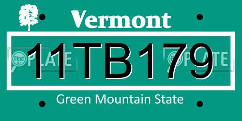 11TB179 Vermont License Plate