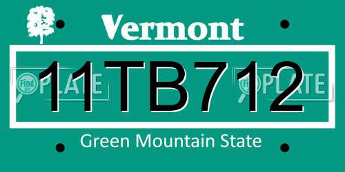11TB712 Vermont License Plate