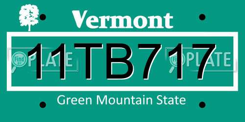 11TB717 Vermont License Plate
