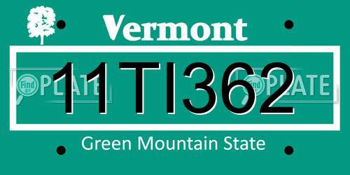 11TI362 Vermont License Plate