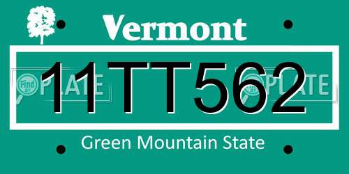 11TT562 Vermont License Plate