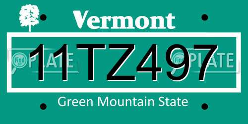 11TZ497 Vermont License Plate