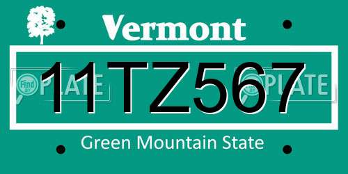 11TZ567 Vermont License Plate