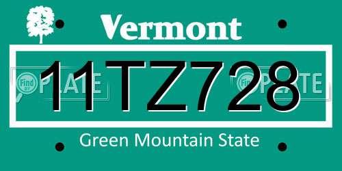 11TZ728 Vermont License Plate