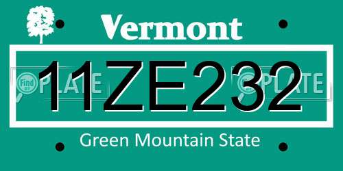 11ZE232 Vermont License Plate