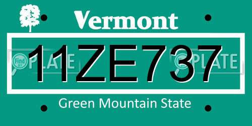 11ZE737 Vermont License Plate