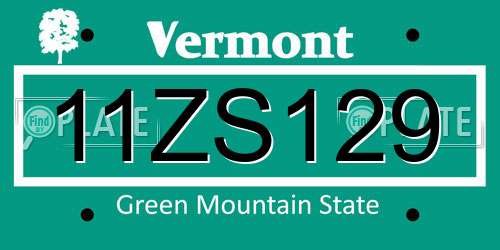 11ZS129 Vermont License Plate
