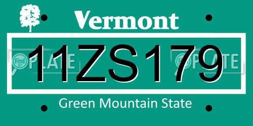 11ZS179 Vermont License Plate