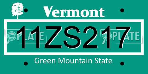 11ZS217 Vermont License Plate