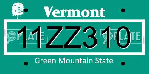 11ZZ310 Vermont License Plate