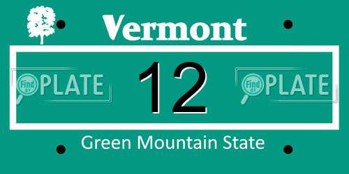 12 Vermont License Plate