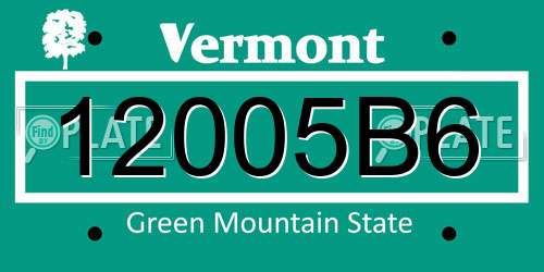 12005B6 Vermont License Plate