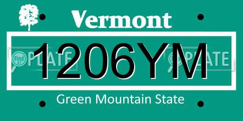 1206YM Vermont License Plate