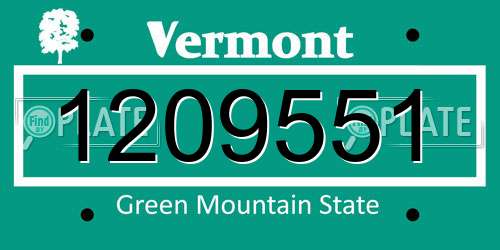 1209551 Vermont License Plate