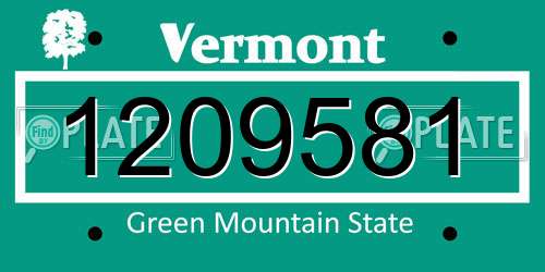 1209581 Vermont License Plate