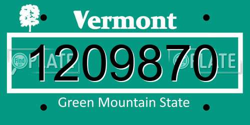 1209870 Vermont License Plate