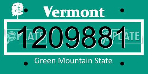 1209881 Vermont License Plate