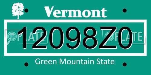 12098Z0 Vermont License Plate
