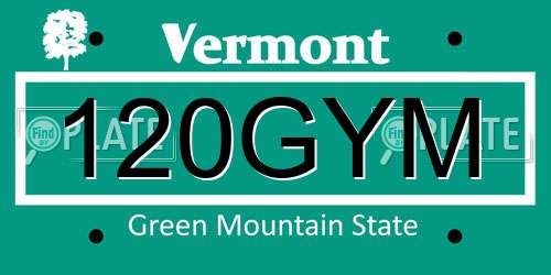 120GYM Vermont License Plate