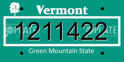 1211422 Vermont License Plate