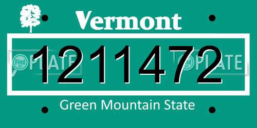 1211472 Vermont License Plate