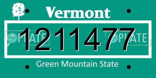 1211477 Vermont License Plate