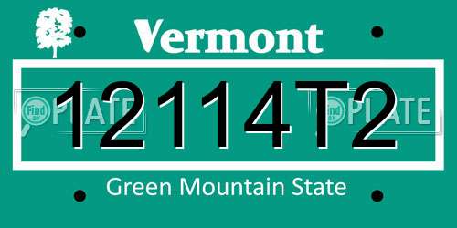12114T2 Vermont License Plate