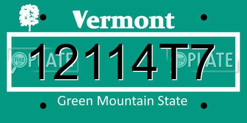 12114T7 Vermont License Plate