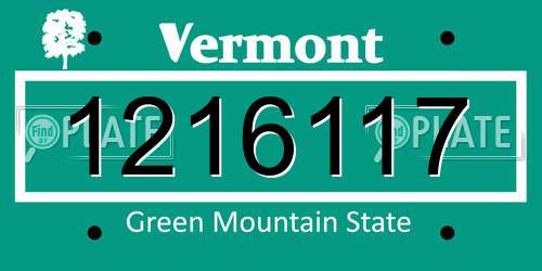 1216117 Vermont License Plate