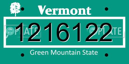 1216122 Vermont License Plate