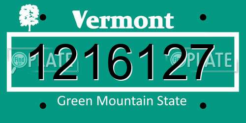 1216127 Vermont License Plate