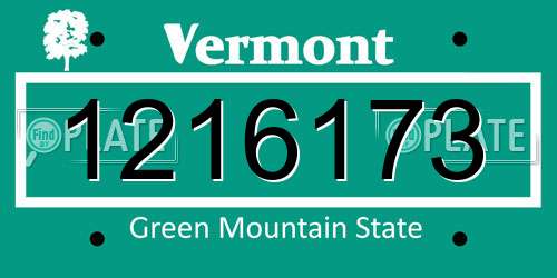1216173 Vermont License Plate
