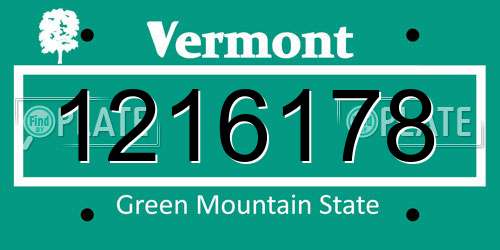 1216178 Vermont License Plate