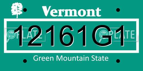 12161G1 Vermont License Plate