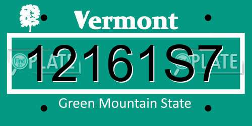 12161S7 Vermont License Plate