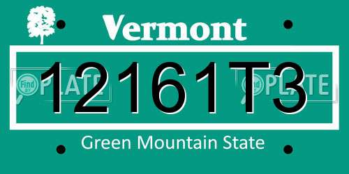 12161T3 Vermont License Plate