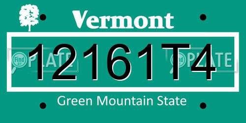 12161T4 Vermont License Plate