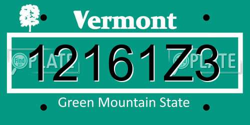 12161Z3 Vermont License Plate