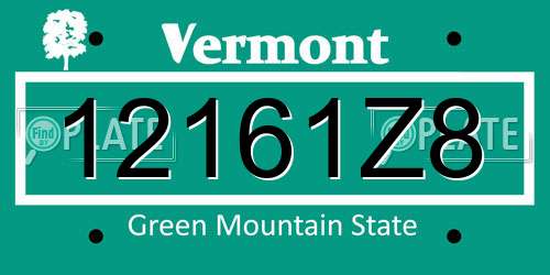 12161Z8 Vermont License Plate