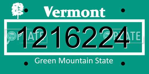 1216224 Vermont License Plate