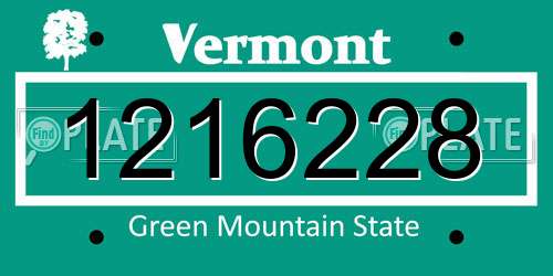 1216228 Vermont License Plate