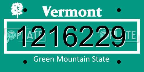 1216229 Vermont License Plate