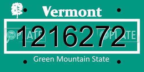 1216272 Vermont License Plate