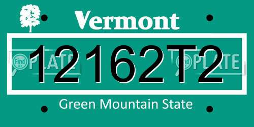 12162T2 Vermont License Plate
