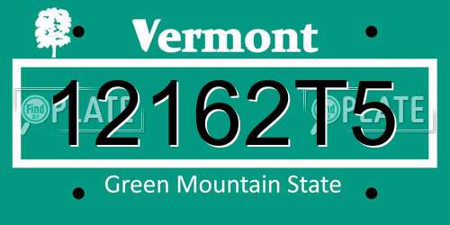 12162T5 Vermont License Plate